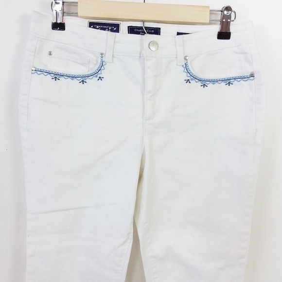 Charter Club Capri Pants Floral Embroidery -19 - Picture 2 of 5